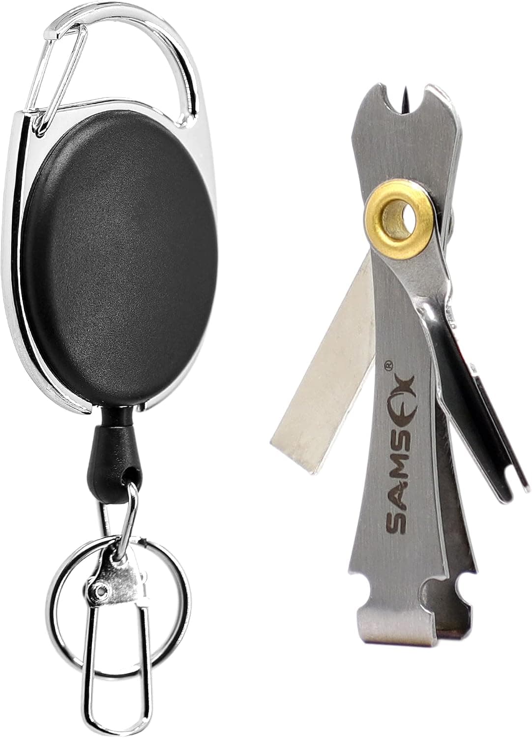 SAMSFX Fly Fishing Knot Tying Tools Fishing Tippet Line Clipper Nippers with Retractors