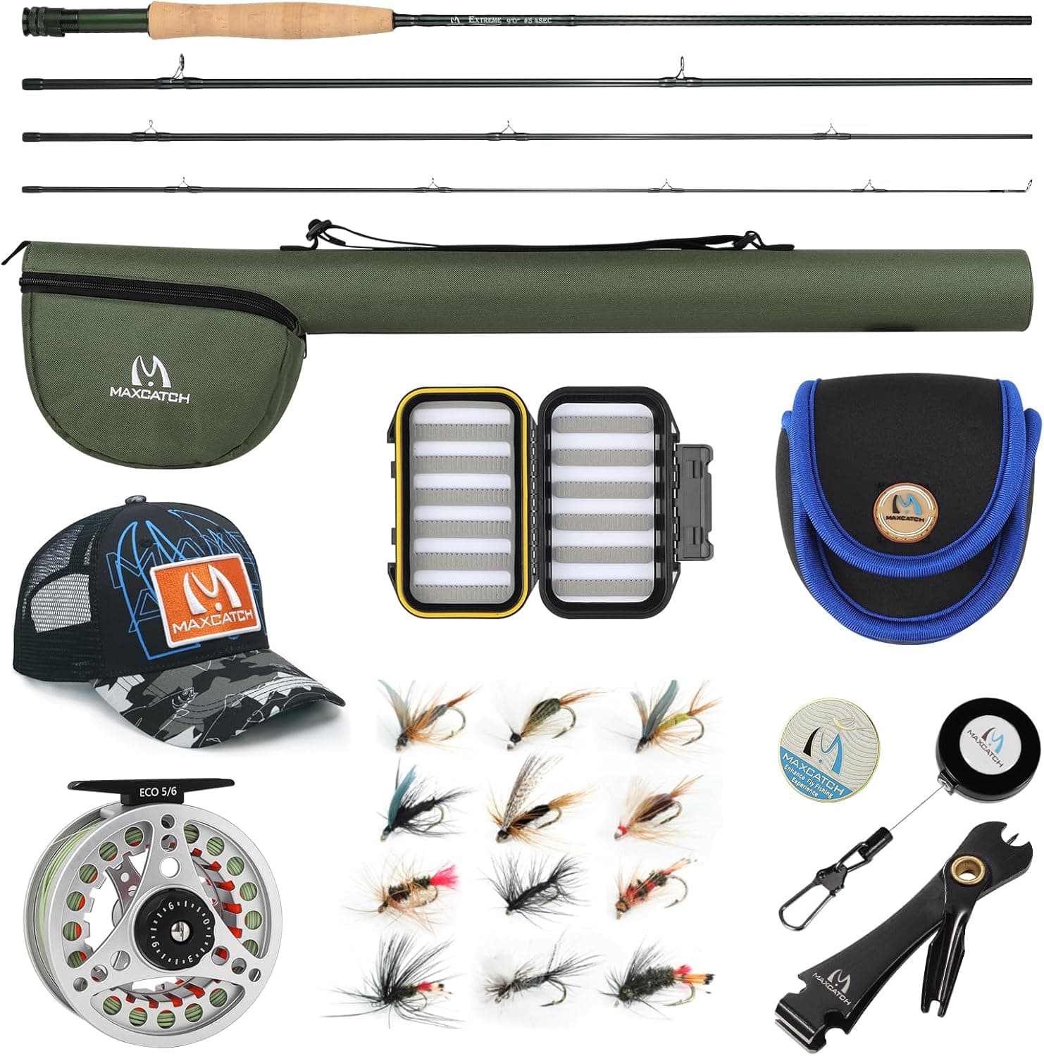 Maxcatch Extreme Fly Fishing Combo Kit, Starter Fly Rod and Reel Outfit with Protective Travel Case