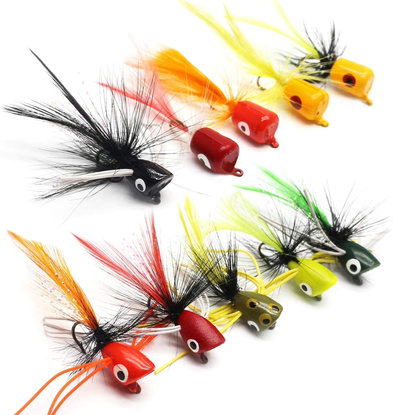 YZD Bass Popper Fly Dry Fishing Flies Kit - Panfish Bass Topwater Bait