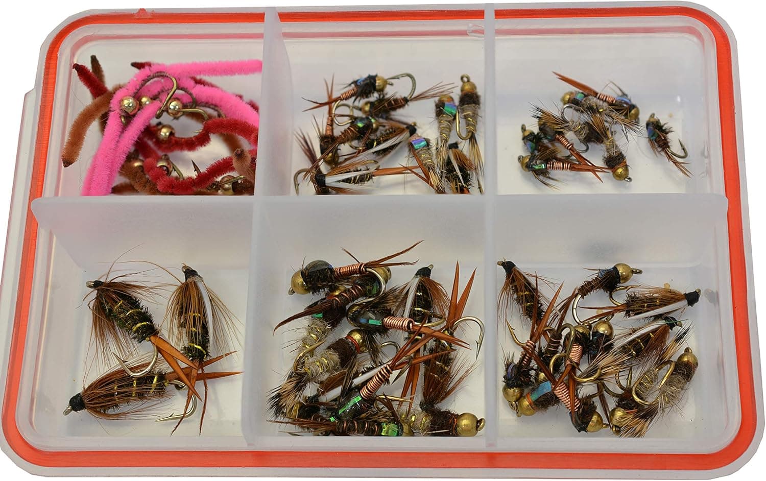 Essential Nymph Fly Assortment - 57 Fishing Flies on Mustad Signature Fly Hooks