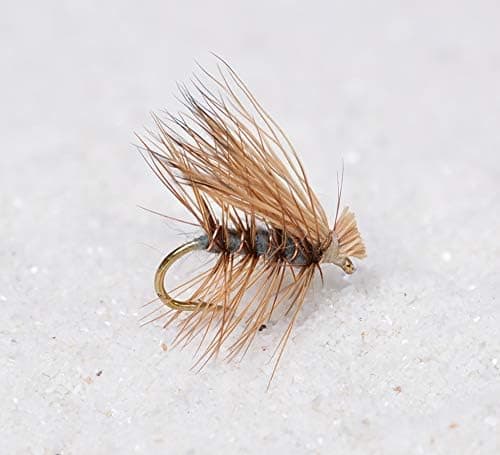 Gray Elk Hair Caddis Dry Fly Fishing Flies Tied on Mustad Signature Fly Hooks - 1 Dozen