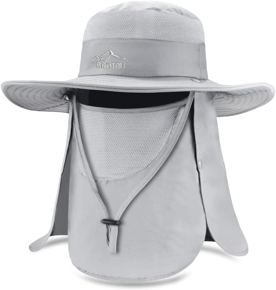 BROTOU Sun Cap Fishing Hat UPF 50+ Wide Brim with Face and Neck Flap Cover