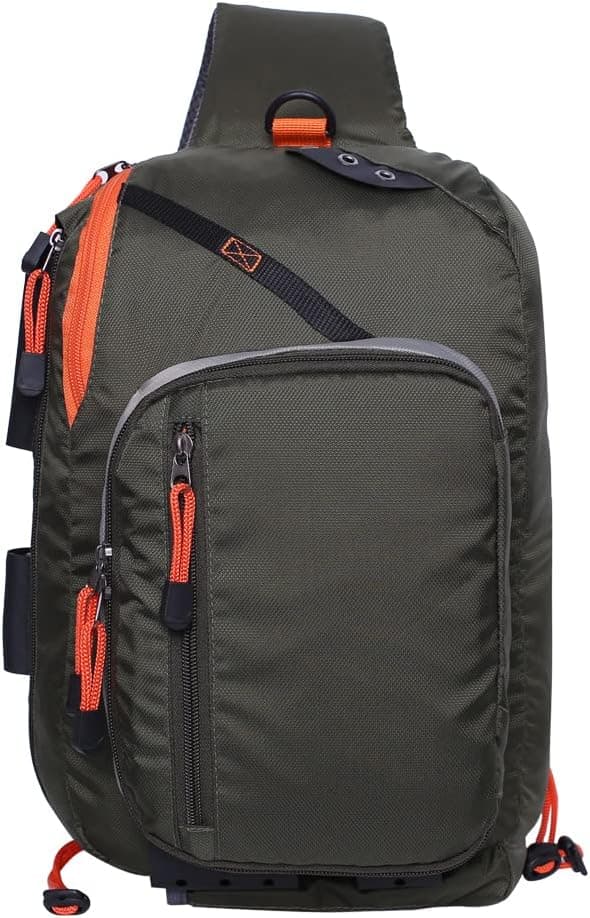 Raprance Fly Fishing Sling Pack Chest Bag Fishing Tackle Storage Shoulder Bag, Green