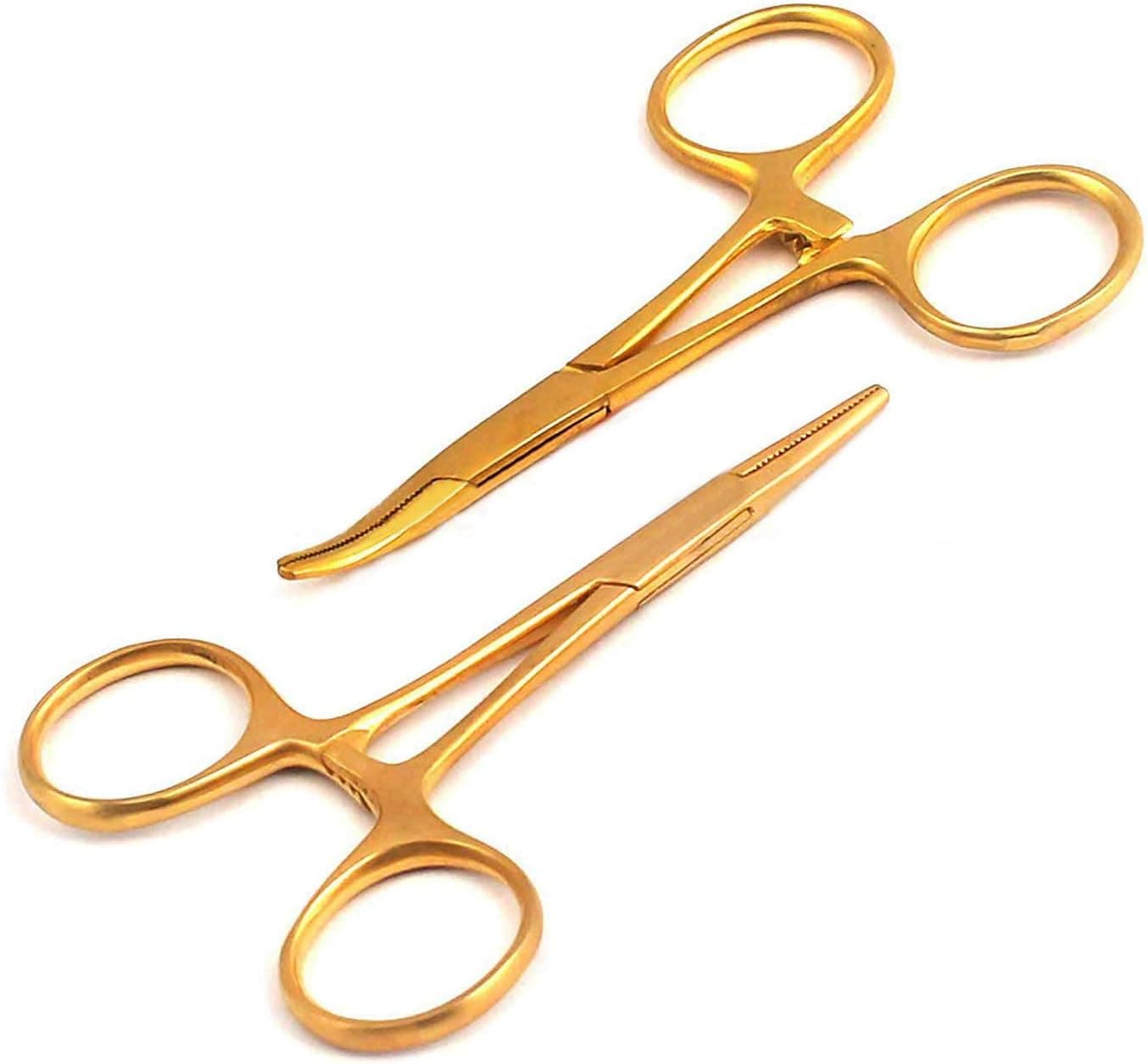 AAProTools 2 x Fly Fishing Hemostat Forceps Set Locking 3.5 in Surgical Premium Quality Gold