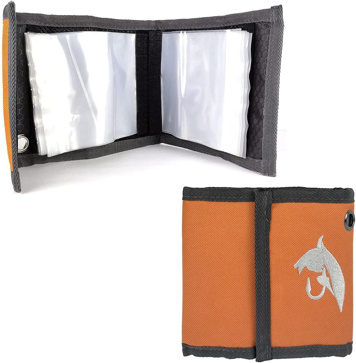 EUPHENG Fly Fishing Leader Wallet 10 Clear Pockets Expandable Tippet Line Organizer Orange