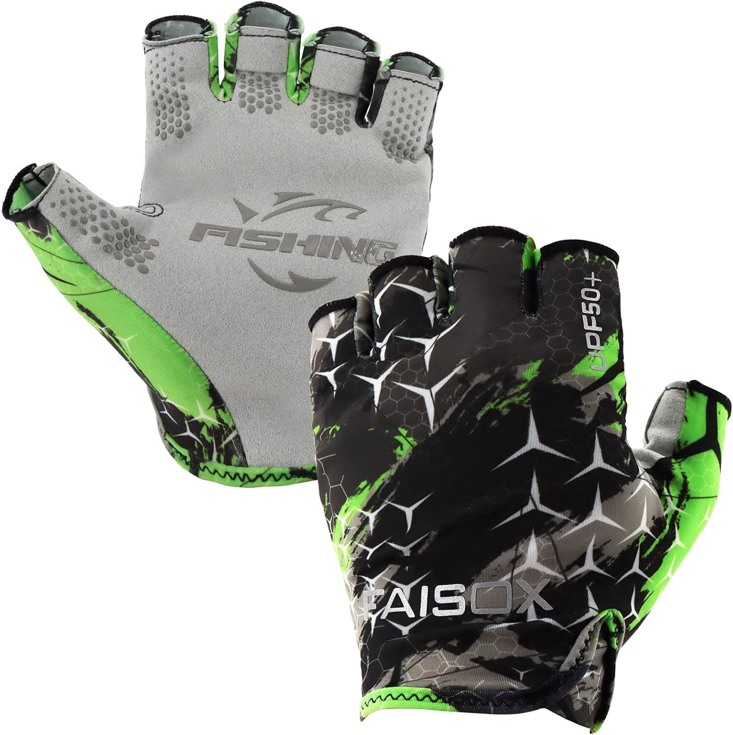 FAISOX Fishing Gloves Sun Protection Fingerless UPF 50+ for Men and Women