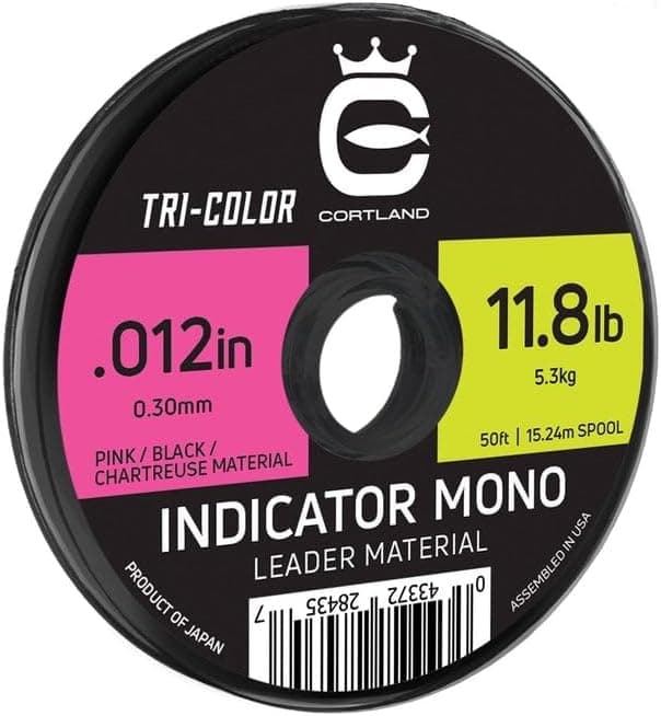 Cortland Indicator Mono Leader Material Tri-Color Chartreuse/Black/Pink .014in 13.9lb