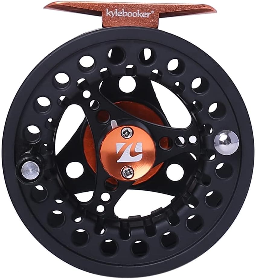 Kylebooker Large Arbor Fly Fishing Reel, Black, 3/4wt, Aluminium Alloy Body