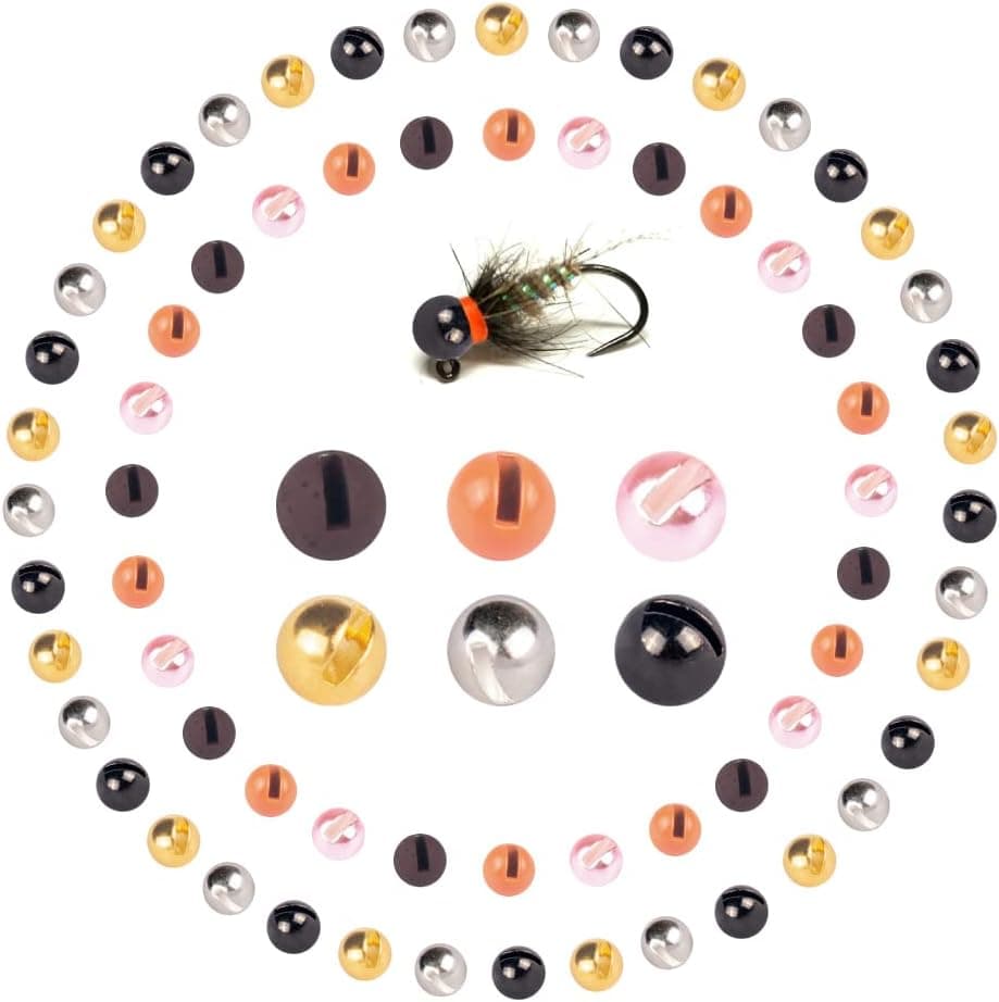 MUUNN 300Pcs Slotted Tungsten Beads - Fly Tying Bead Heads Assortment for Nymphs