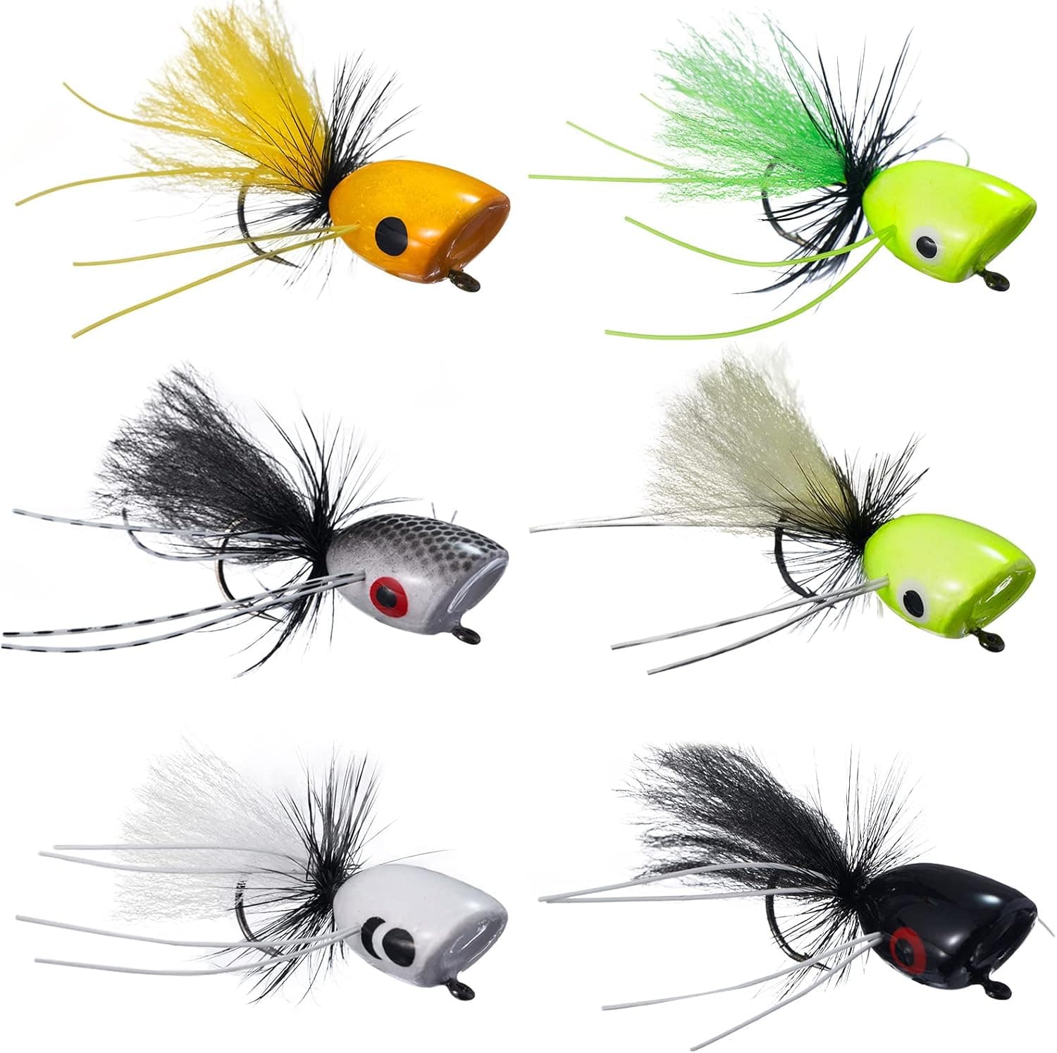 BASSDASH Popper Flies for Fly Fishing Bass Panfish Perch Topwater Lures