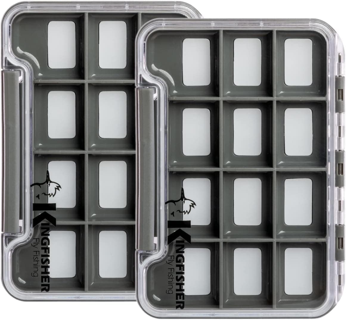 Kingfisher Fly Fishing Slim Waterproof Magnetic Compartment Fly Box, 2 Pack