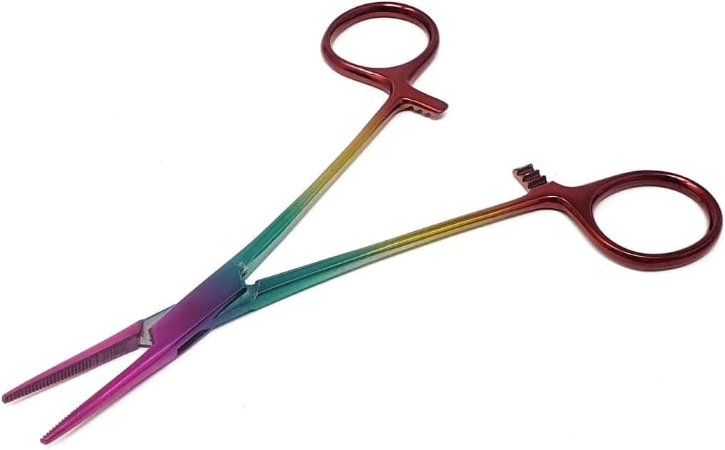 Fly Fishing Serrated Pliers Hemostat Forceps Stainless Steel Catch and Release Tool with Precision Grip Locking, 5.5 in Straight