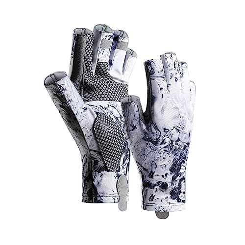 ievei Sun Gloves UPF 50+ Fishing Gloves, Fingerless Sun Protection UV Protection Fishing Gloves Men/Women for Kayaking, Hiking, Paddling, Driving (Grey, X-Large)
