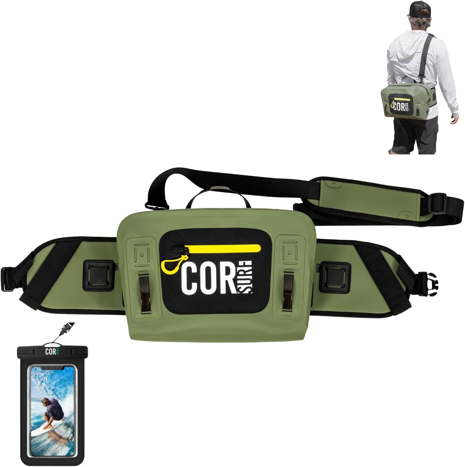 Waterproof Hip Pack, 8L Submersible Lumbar Fishing Waist Pack with Airtight Zipper
