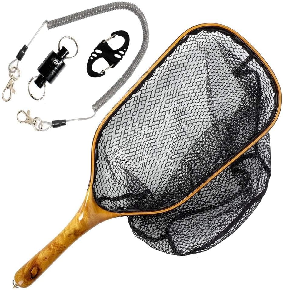 SF Fly Fishing Landing Net Soft Rubber Mesh Trout Net Catch and Release Net