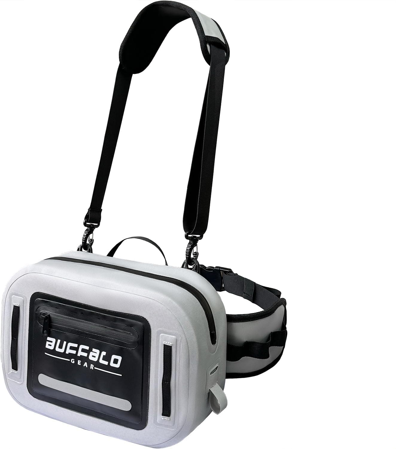 Waterproof Submersible Fanny Pack, Large Fly Fishing Waist Pack 8.9L with Airtight Zipper, Grey