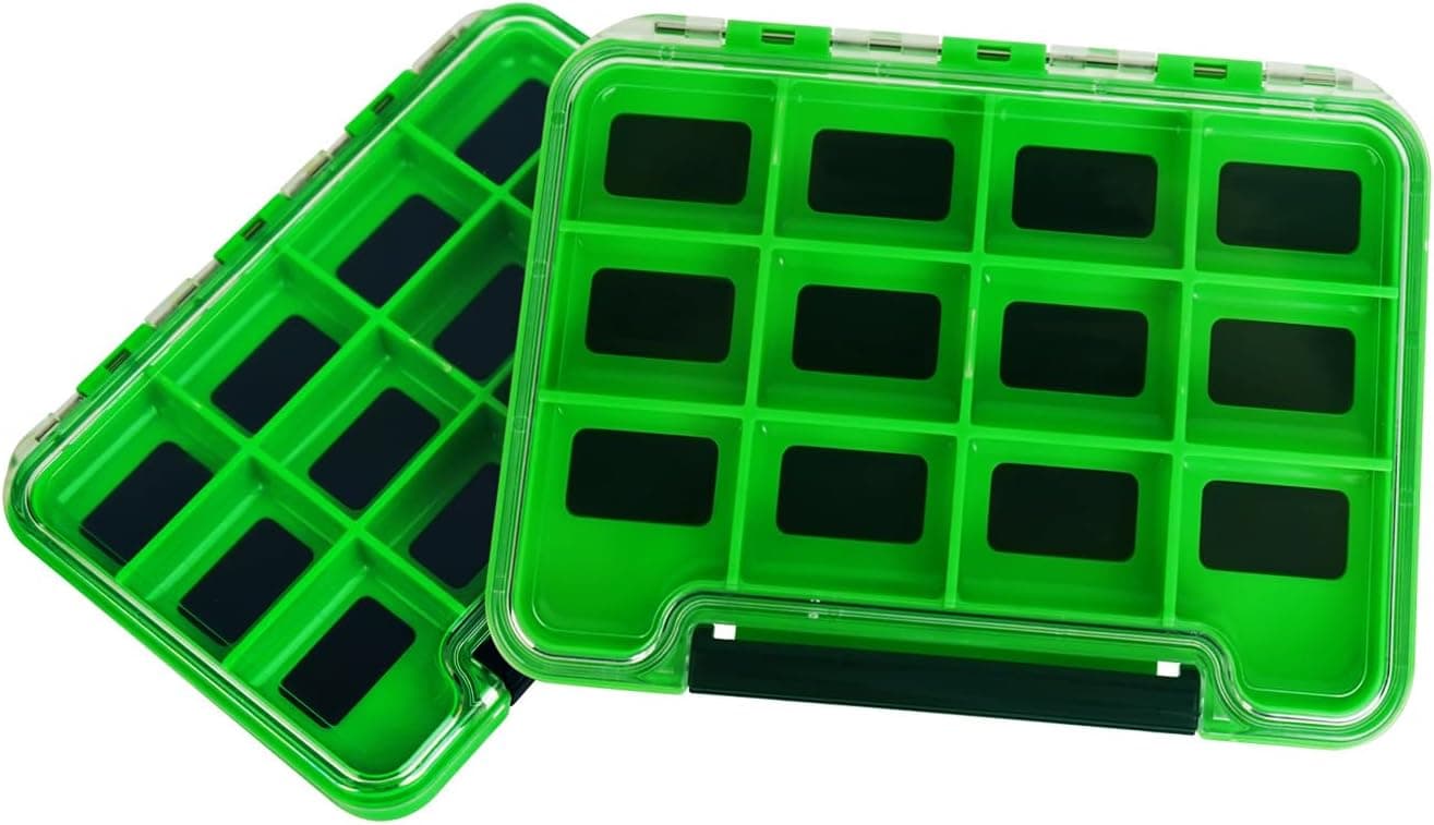 2 Pack Multifunctional Small Magnetic Tackle Box, 12 Compartments Fly Box