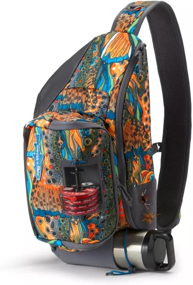 Orvis Fly Fishing Sling Pack - 100% Recycled CORDURA with 11L Storage, Unbound Brown