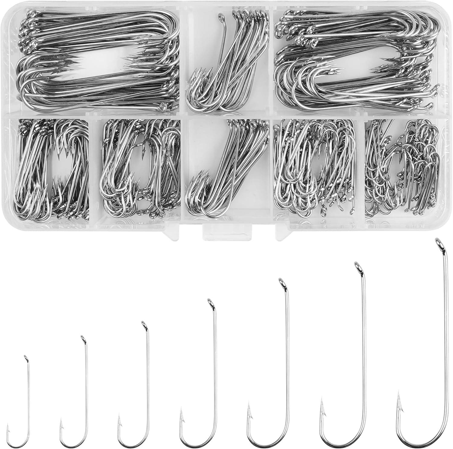 Fly Tying Hooks Assortment Kit 420pcs - High Carbon Steel Long Shank Barbed Streamer Hooks
