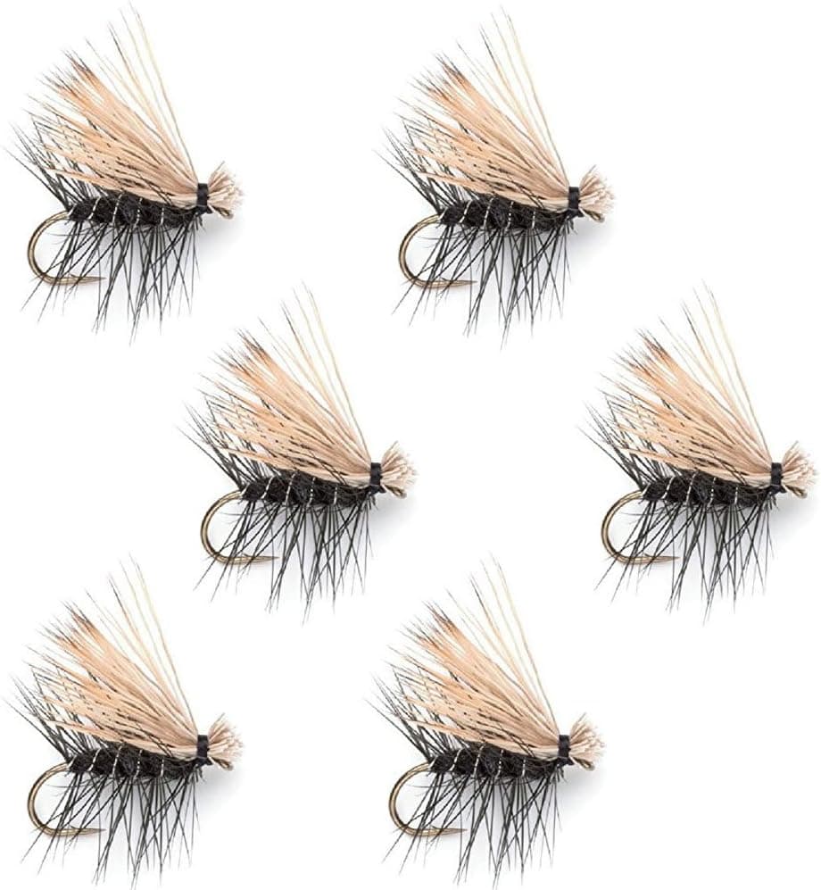 The Fly Fishing Place Black Elk Hair Caddis Classic Trout Dry Fly - Set of 6 Flies Size 14