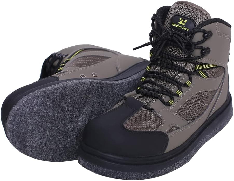 Kylebooker Men's Fishing Wading Boots Lightweight Anti-Slip Felt Soles Waders Shoes for Fly Fishing
