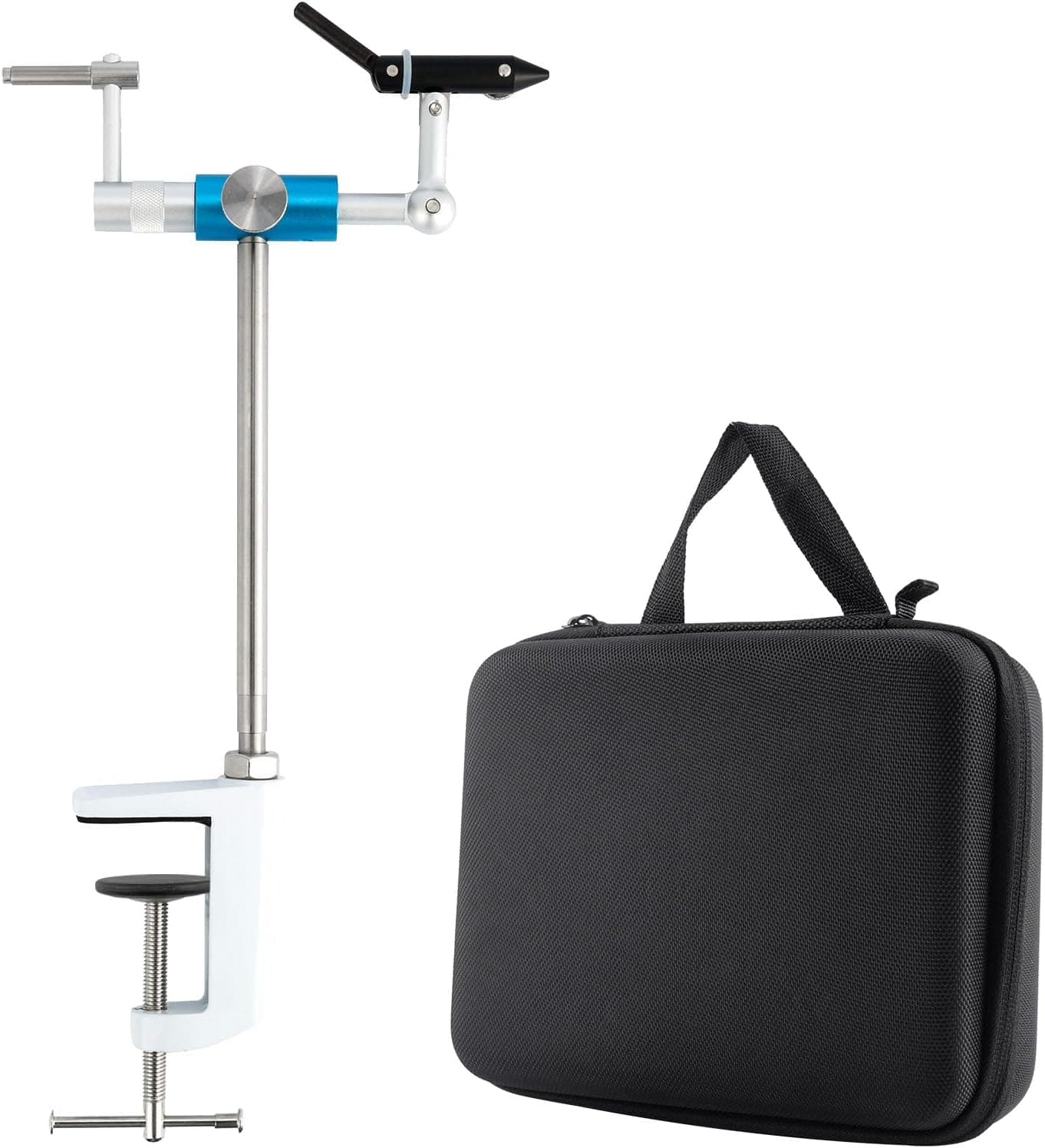 Dr.Fish Rotary Fly Tying Vise - Aluminum Alloy Fly Vise with Portable Bag, 360 Degree Rotation, C-Clamp Mount