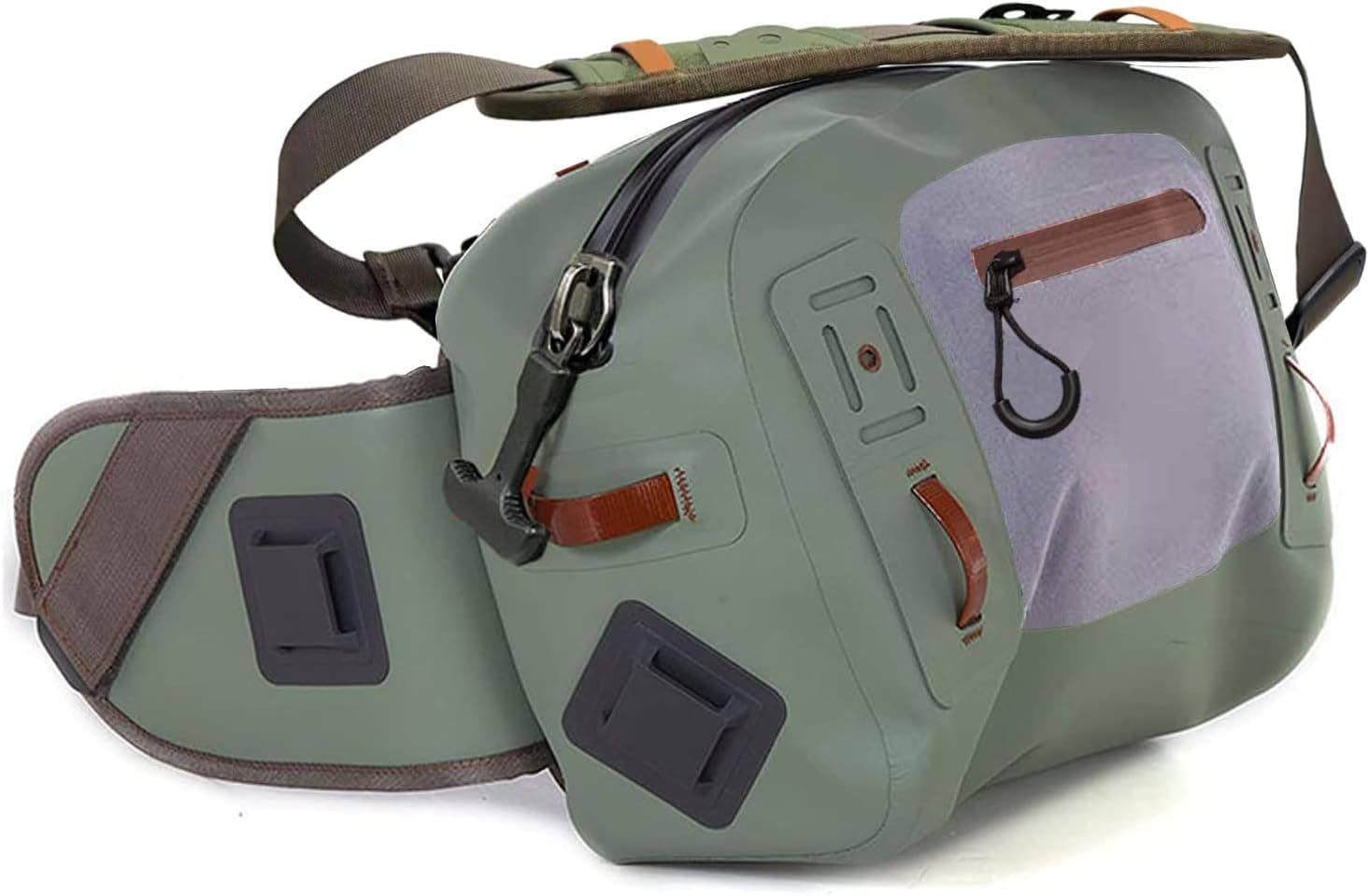 Submersible Lumbar Pack Waterproof Hip Waist Pack for Kayaking Fishing, Green