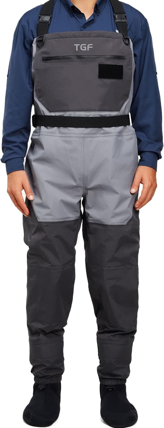TGF Men's Breathable Chest Fly Fishing Waders with Stockingfoot