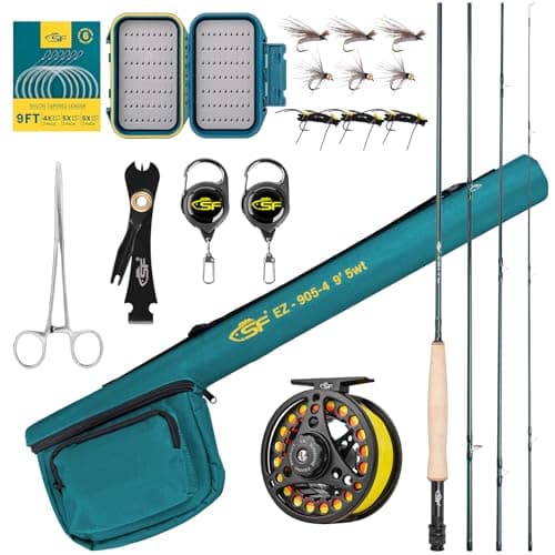 SF Fly Fishing Rod and Reel Combo Starter Kit for Beginners, 9' 5wt