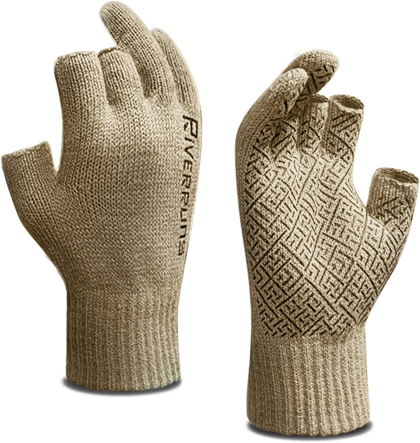 Riverruns Wool Fingerless Fishing Gloves 3-Cut Fingers for Cold Weather Fly Fishing